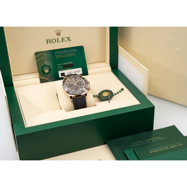 Rolex Daytona 116515LN Rose Gold Oysterflex Chocolate Dial Men's Watch